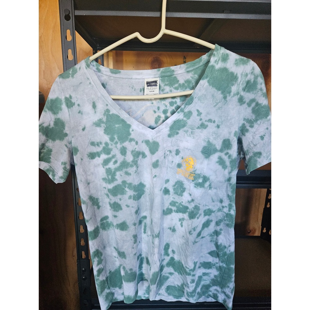 Victoria's Secret‎ PINK 5th & Ocean Green Tie Dye Bison V-Neck Pocket Tee Small